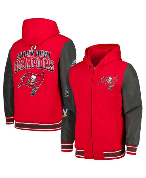 Men's Red, Pewter Tampa Bay Buccaneers Player Option Full-Zip Hoodie Jacket