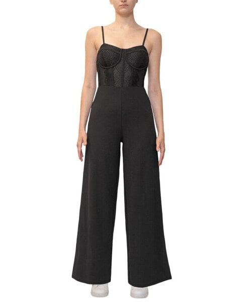 Dylan Ryan Juniors' Lace-Trim Bustier Jumpsuit