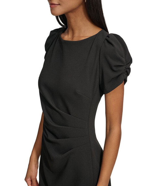 Women's Puff-Sleeve Side-Pleated Dress