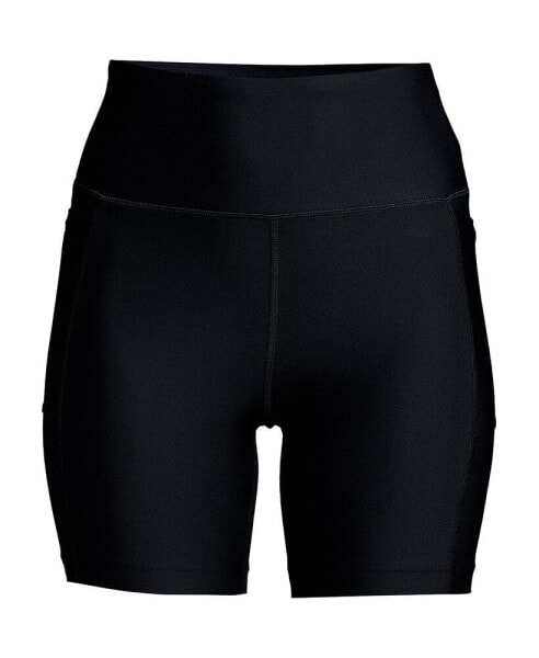 Plus Size High Waisted 6" Bike Swim Shorts with UPF 50 Sun Protection