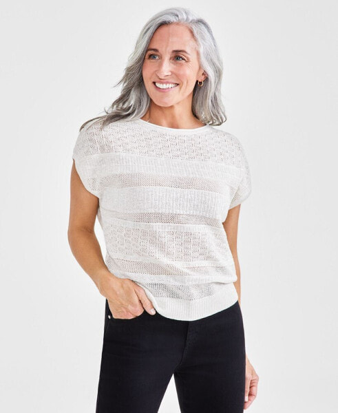 Petite Dolman-Sleeve Metallic Sweater, Created for Macy's