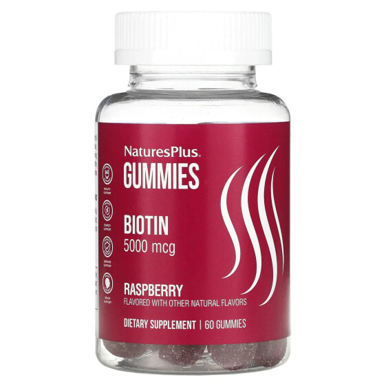 Biotin Gummies, Raspberry, 5,000 mcg, 60 Gummies