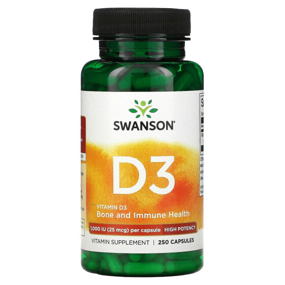 Витамины Swanson Vitamin D3 Высокая Концентрация 2000 МЕ, 250 капсул