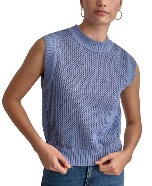 Women's Cotton Open-Stitch Sweater Vest