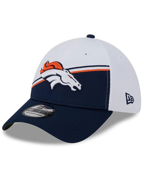 Головной убор бейсболка New Era мужская Белая, Темно-синяя Denver Broncos 2023 Sideline 39THIRTY Flex Hat