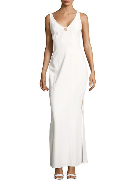 Платье макси без рукавов Laundry By Shelli Segal, модель Crepe Gown Stretch White 6