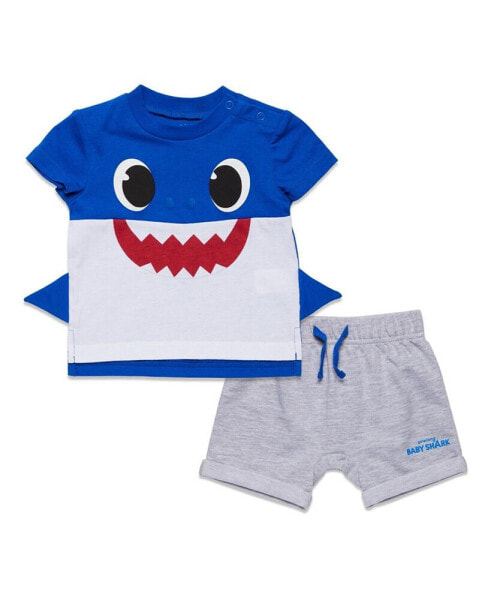 Baby Shark Mommy Shark T-Shirt and French Terry Shorts Outfit Set Newborn to Little Kid