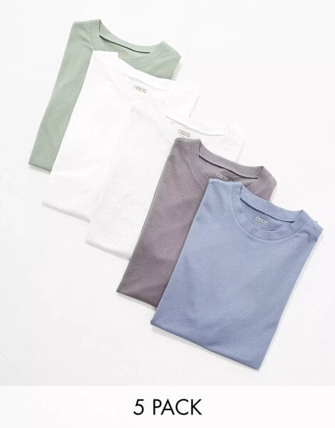 ASOS DESIGN 5 pack crew neck t-shirts in multiple colours