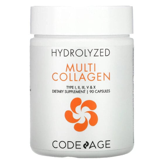 Codeage, Hydrolyzed, Multi Collagen, Type I, II, III, V, X, 90 капсул