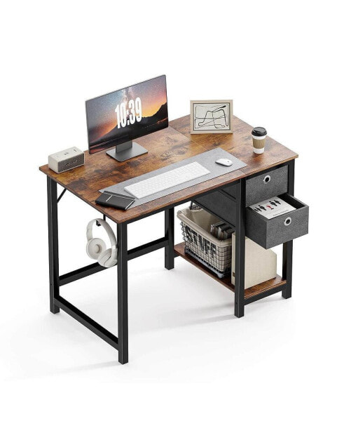 Modern Simple Style Home Office Writing Desk with 2-Tier Drawers Storage, Vintage-like Rustic,40IN