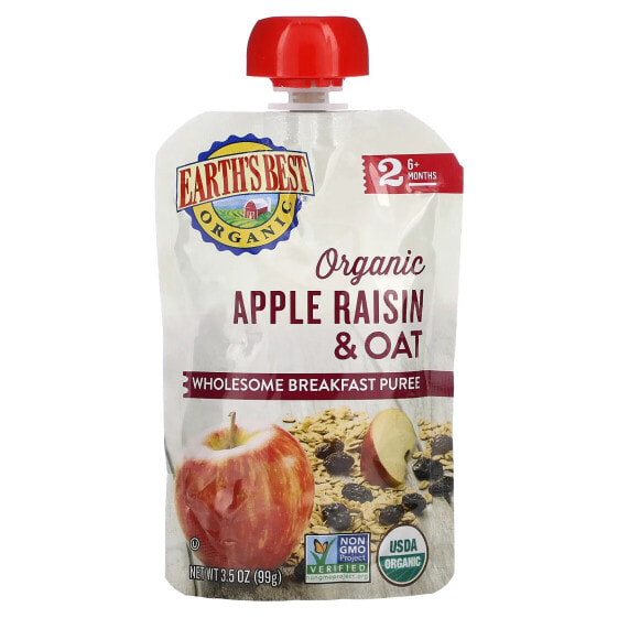 Organic Wholesome Breakfast Puree, 6+ Months, Apple Raisin & Oat, 3.5 oz (99 g)