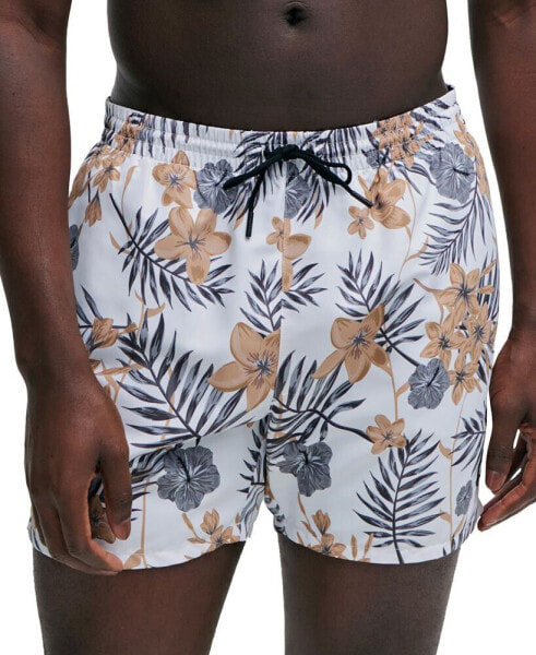 Men's Tropical-Print Quick-Drying Swim Shorts