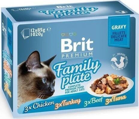 Влажный корм Brit Premium для кошек "Семейная тарелка" в соусе, 12x85г