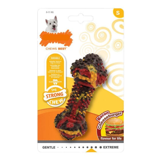 Прорезыватель для зубов для собак Nylabone Strong Chew Bacon Сыр гамбургер Резина Размер S