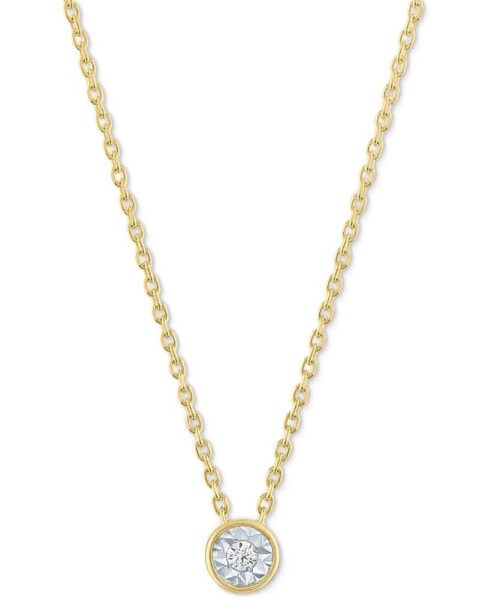 Diamond Accent Pendant Necklace in 14k Gold-Plated Sterling Silver, 16" + 2" extender