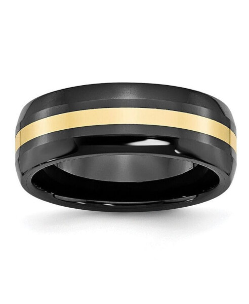 Ceramic Black with 14k Gold Inlay Polished Wedding Band Ring