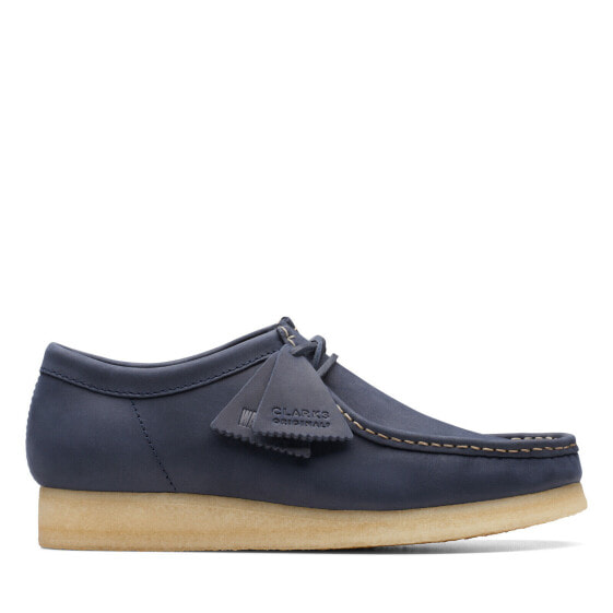 Clarks Wallabee 26174515 Mens Blue Leather Oxfords & Lace Ups Casual Shoes