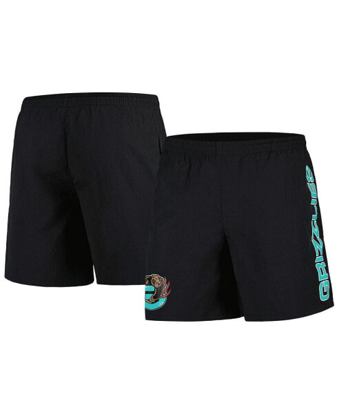 Men's Black Distressed Vancouver Grizzlies Hardwood Classics 2001/02 Throwback Logo Heritage Shorts