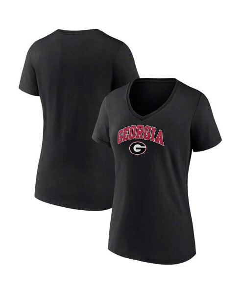 Women's Black Georgia Bulldogs Evergreen Campus V-Neck T-shirt