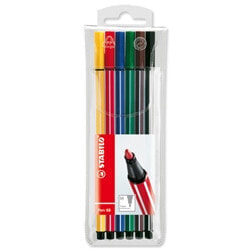 STABILO Pen 68, 6 colours, Blue, Green, Orange, Pink, Red, Yellow, Bullet tip, 1 mm, Blue, Green, Orange, Pink, Red, Yellow, Hexagonal