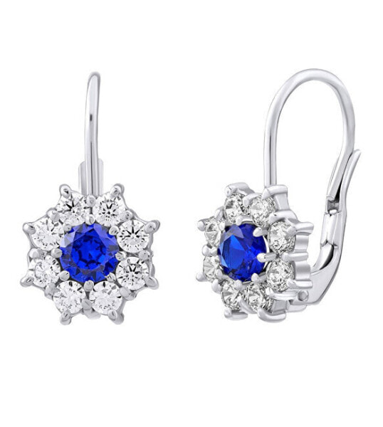Beautiful silver earrings with blue zircons SILVEGOB31572B