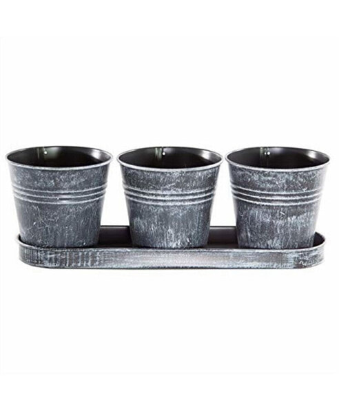 Gardener Select Round Planter w/ Tray Set Black 12.5" x 4" x 4.5"