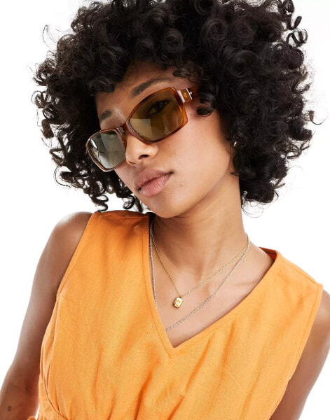 Le Specs trance rectangle sunglasses in vintage tort