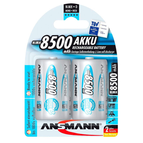 ANSMANN 1x2 MaxE NiMH Rechargeable Mono D 8500mAh Batteries