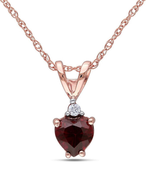 Garnet and Diamond Accent Heart Pendant with Chain