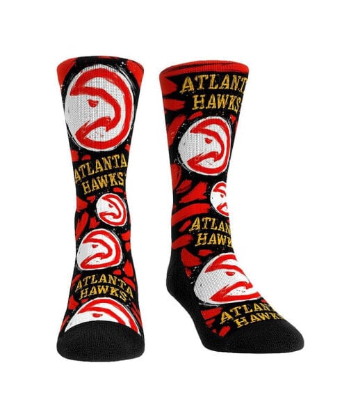 Men's and Women's Socks Atlanta Hawks Allover Logo and Paint Crew Socks