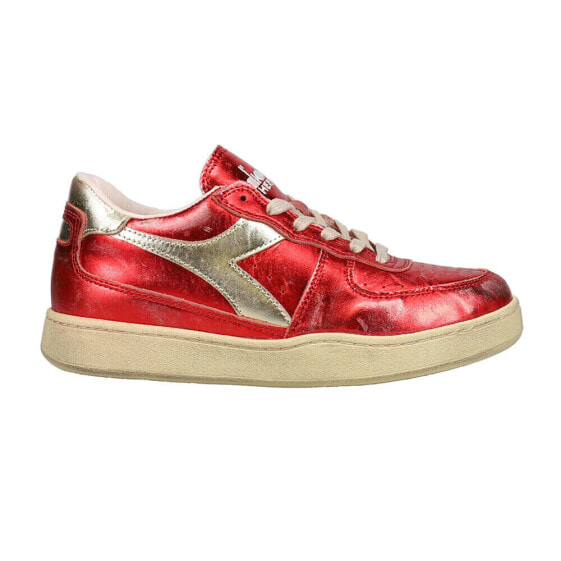 Diadora Mi Basket Low Metallic Used Lace Up Womens Red Sneakers Casual Shoes 17