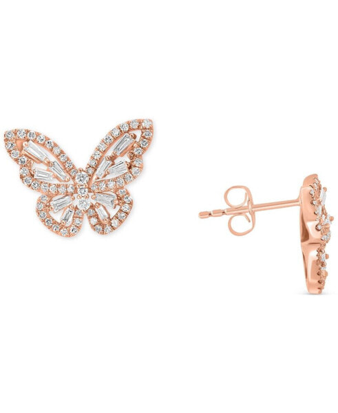 EFFY® Diamond Butterfly Stud Earrings (5/8 ct. t.w.) in 14k Rose Gold