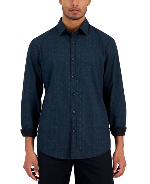 Men's Long Sleeve Geo Print Button-Front Shirt, Created for Macy's