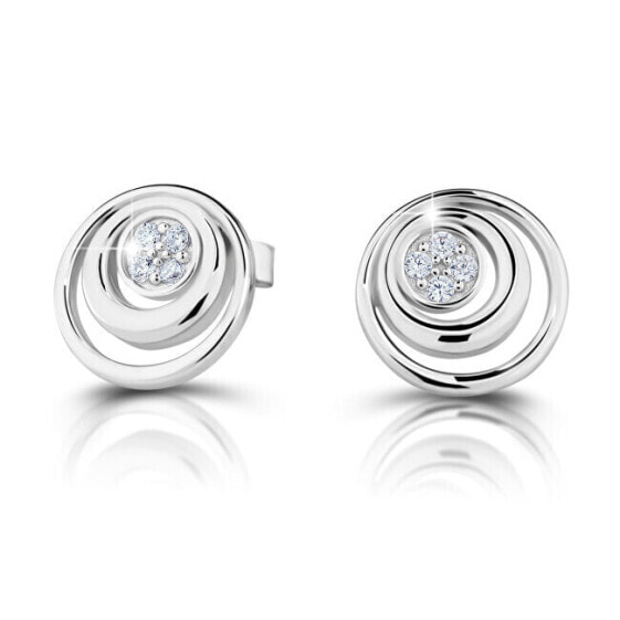 Charming silver stud earrings J234CZ-W
