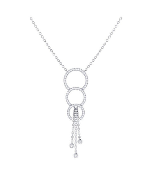 Chandelier Circle Trio Adjustable Silver Diamond Lariat Necklace