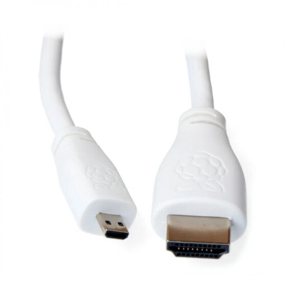 MicroHDMI cable - HDMI 2.0 original for Raspberry Pi 4 - 2m - white