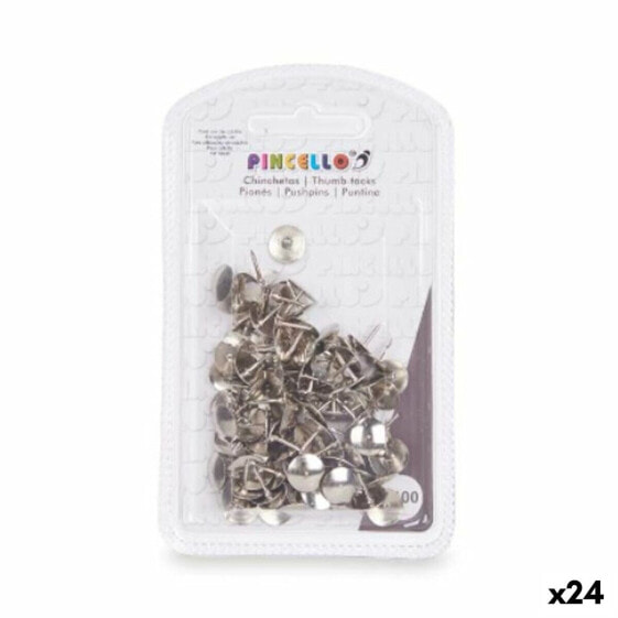 Кнопки из серебристого металла (24 штуки) Pincello