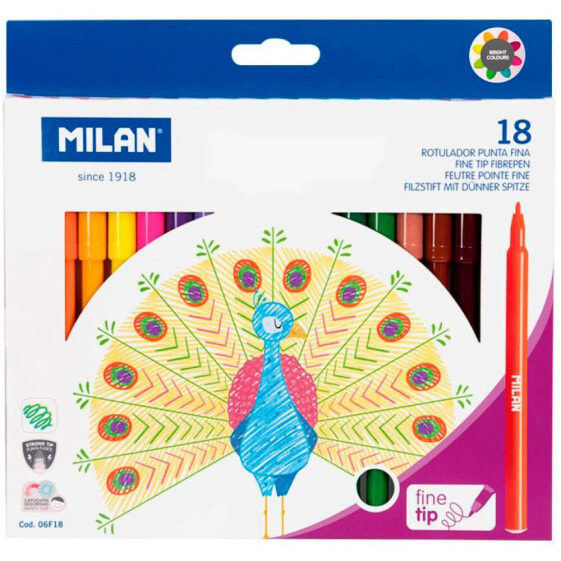 Яркие фломастеры MILAN Box 18 Fine Punta Colors Snakes