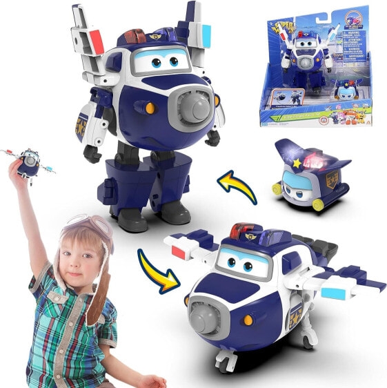 Super Wings Transforming Jett Supercharge Convertible Robot Plane with Super Mini Figure from the Animation Series, Children's Toy from 3 Years onwards, EU750421