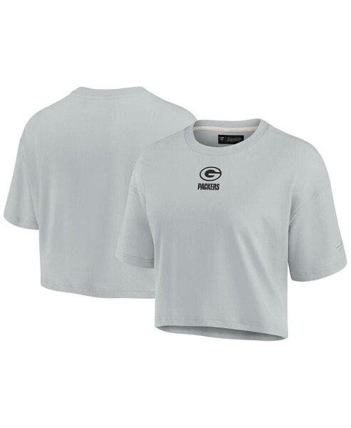 Women's Gray Green Bay Packers Super Soft Short Sleeve Cropped T-shirt