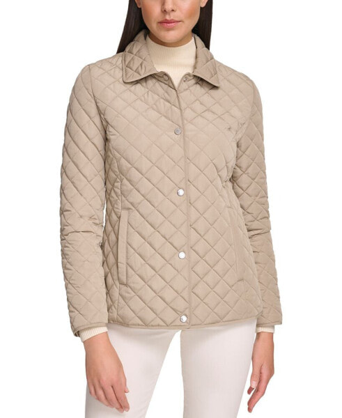 Womens Collared Quilted Coat