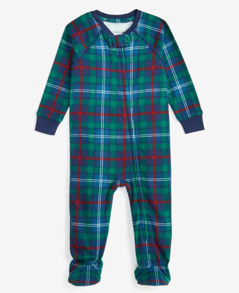 Family Pajamas Baby Cotton Snug-Fit Plaid Footed Family Holiday Pajamas, Created for Macy's