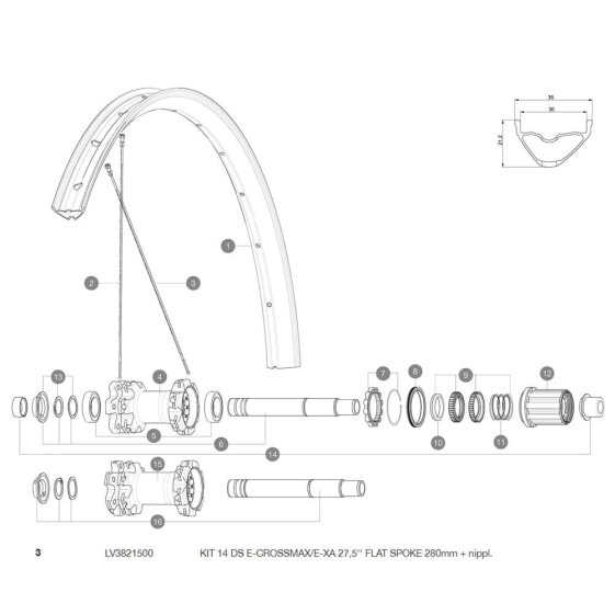 MAVIC E-Crossmax/E-XA 27.5 Rear Right Spokes 14 units