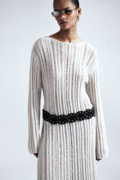 Ladder-stitch-look Knit Dress