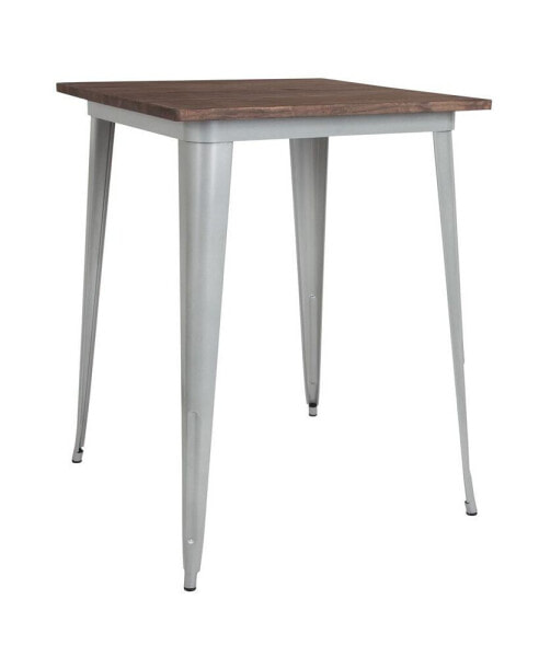 Ardennes 31.5 Steel Indoor Contemporary Table With Square Rustic Wood Top