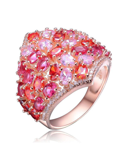 18K Rose Gold Plated Red Cubic Zirconia Accent Ring