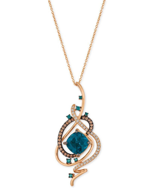 Crazy Collection® Deep Sea Blue Topaz™ (5-3/8 ct. t.w.) and Diamond (3/4 ct. t.w.) Pendant Necklace in 14k Rose Gold