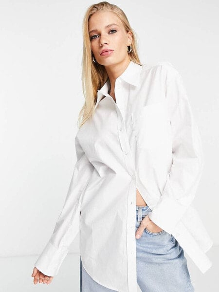 & Other Stories oversized shirt with button detail in white