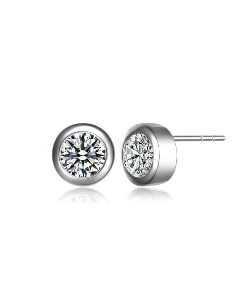 Modern Cubic Zirconia Solitaire Stud Butterfly Post Back Earrings