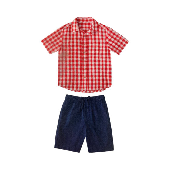 Member's Mark Boy's 2 Piece Button Short Sleeve Shirt Drawstring Short Set